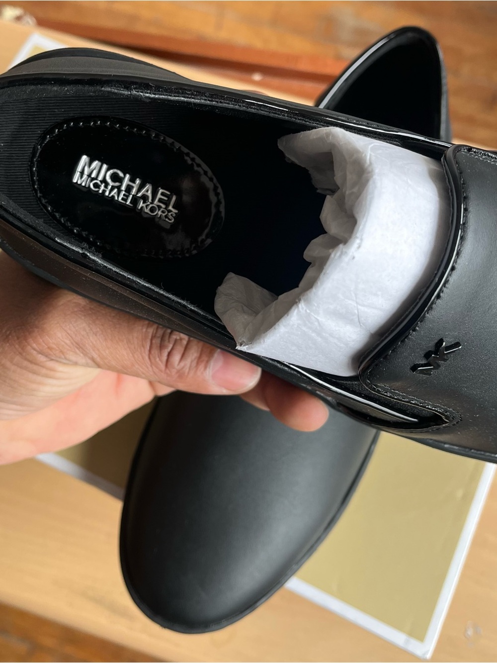 Michael Kors Keaton Black Leather Slip-On Loafers 9.5 - Picture 4 of 11